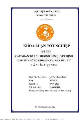 Các nhân tố ảnh hưởng đến quyết định đầu tư chứng khoán của nhà đầu tư cá nhân việt nam