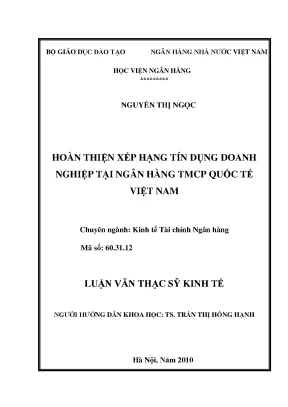 Hoàn thiện xếp hạng tín dụng doanh nghiệp tại ngân hàng tmcp quốc tế việt nam