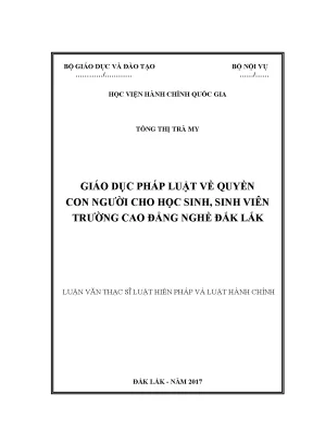 Giáo dục pháp luật về quyền con người cho học sinh sinh viên trường cao đẳng nghề đắk lắk