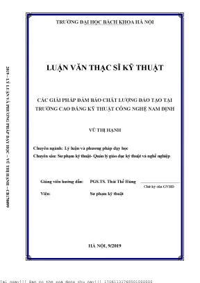 Cá giải pháp đảm bảo hất lượng đào tạo tại trường ao đẳng kỹ thuật ông nghệ nam định