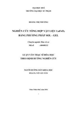Luận văn thạc sĩ hóa học nghiên cứu tổng hợp vật liệu lafeo3 bằng phương pháp sol gel