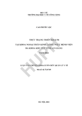 Thực trạng triển khai 5s tại khoa ngoại thần kinh lồng ngực bệnh viện đa khoa khu vực tỉnh an giang năm 2021