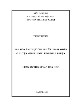 Văn hoá ẩm thực của người chăm ahiér ở huyện ninh phước tỉnh ninh thuận