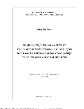 Đánh giá thự trạng và đề xuất các giải pháp nhằm nâng cao chất lượng đào tạo của trường đại học công nghiệp tp hồ chí minh cơ sở tại thái bình