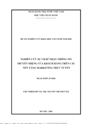 Nghiên cứu sự chấp nhận thông tin truyền miệng của khách hàng trên các nền tảng marketing trực tuyến
