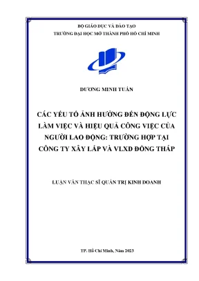 Các yếu tố ảnh hưởng đến động lực làm việc và hiệu quả công việc của người lao động trường hợp tại công ty xây lắp và vật liệu xây dựng đồng tháp