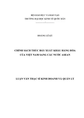 Chính sách thúc đẩy xuất khẩu hàng hóa của việt nam sang các nước asean