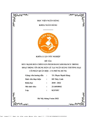Đẩy mạnh bán chéo sản phẩm bancassurance trong hoạt động tín dụng bán lẻ tại ngân hàng thương mại cổ phần quân đội chi nhánh phùng hưng