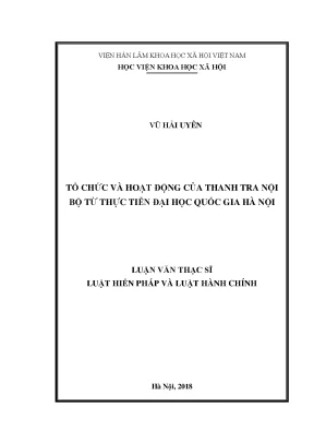 Tổ chức và hoạt động của thanh tra nội bộ từ thực tiễn đại học quốc gia hà nội
