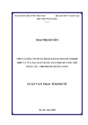 Chất lượng tín dụng khách hàng doanh nghiệp nhỏ và vừa tại ngân hàng tmtnhh mtv dầu khí toàn cầu chi nhánh thăng long