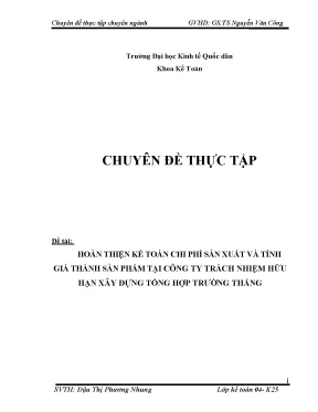 Hoàn thiện kế toán chi phí sản xuất và tính giá thành sản phẩm tại công ty trách nhiệm hữu hạn xây dựng tổng hợp trường thắng