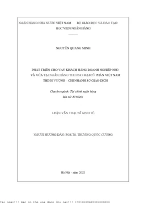 Phát triển hoạt động cho vay khách hang doanh nghiệp nhỏ và vừa tại ngân hàng thương mại cổ phần việt nam thịnh vượng chi nhánh sở giao dịch