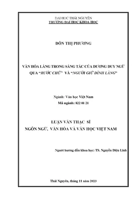 Văn hóa làng trong sáng tác cảu dương duy ngữ qua