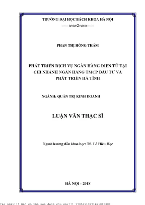 Phát triển dịh vụ ngân hàng điện tử tại chi nhánh ngân hàng thương mại đầu tư và phát triển hà tĩnh