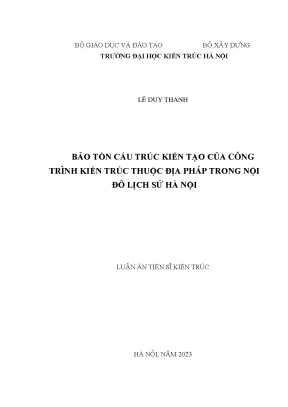 Bảo tồn cấu trúc kiến tạo của công trình kiến trúc thuộc địa pháp trong nội đô lịch sử hà nội