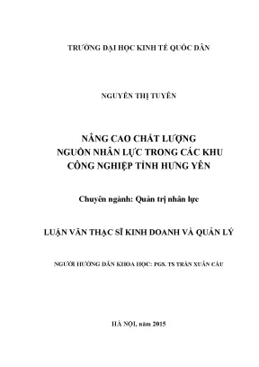 Nâng cao chất lượng nguồn nhân lực trong các kcn tỉnh hưng yên