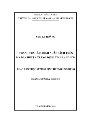 Thanh tra tài chính ngân sách trên địa bàn huyện tràng định tỉnh lạng sơn