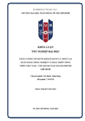 Chất lượng tín dụng khách hàng cá nhân tại ngân hàng nông nghiệp và phát triển nông thôn việt nam chi nhánh nam tp hcm