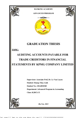 Auditing accounts payable for trade creditors in financial statements by kpmg company limited