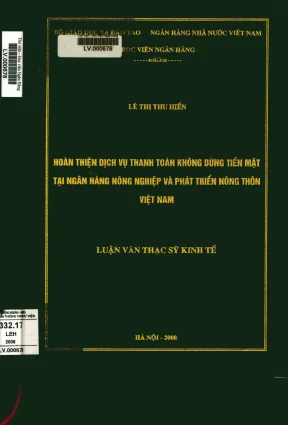 Hoàn thiện dịch vụ thanh toán không dùng tiền mặt tại ngân hàng nông nghiệp và phát triển nông thôn việt nam