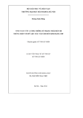 Tính toán ướ lượng thông số trạng thái một hệ thống điện với dữ liệu đầu vào ho bởi định dạng df