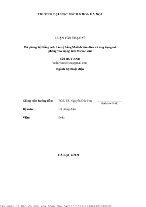 Mô phỏng hệ thống rơle bảo vệ bằng matlab simulink và ứng dụng mô phỏng vào mạng lưới miro grid