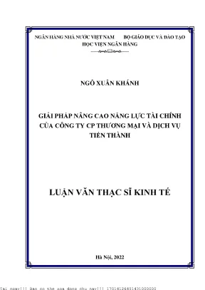 Giải pháp nâng cao năng lực tài chính của công ty cổ phần thương mại và dịch vụ tiến thành