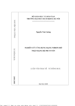 Nghiên ứu ứng dụng mạng nơron mờ nhận dạng hệ phi tuyến