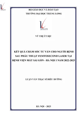 Kết quả chăm sóc tư vấn cho người bệnh sau phẫu thuật femtosecond laser tại bệnh viện mắt sài gòn hà nội 1 năm 2022