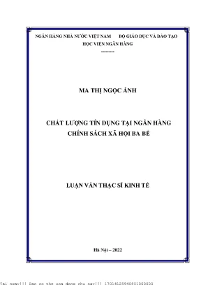 Chất lượng tín dụng tại ngân hàng chính sách xã hội ba bể