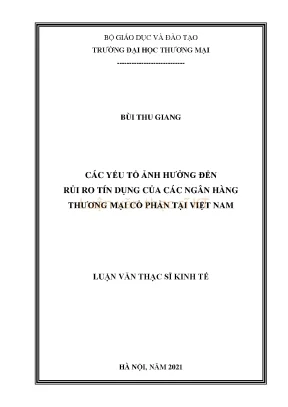 Luận văn thạc sĩ kinh tế các yếu tố ảnh hưởng đến rủi ro tín dụng của các ngân hàng thương mại cổ phần tại việt nam