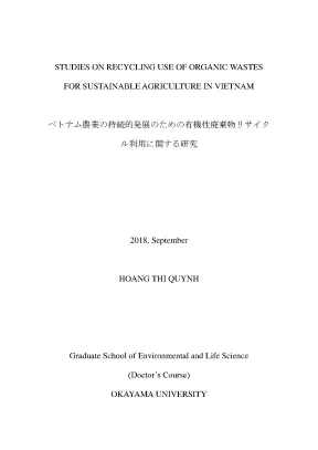 Studies on recycling use of organic wastes for sustainable agriculture in vietnam