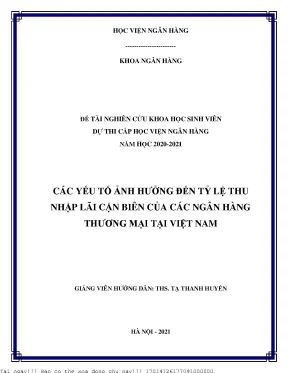 Các yếu tố ảnh hưởng đến tỷ lệ thu nhập lãi cận biên của các ngân hàng thương mại việt nam