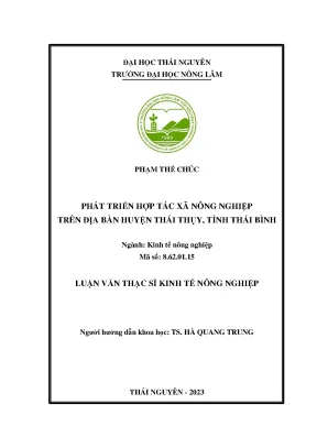 Phát triển hợp tác xã nông nghiệp trên địa bàn huyện thái thụy tỉnh thái bình
