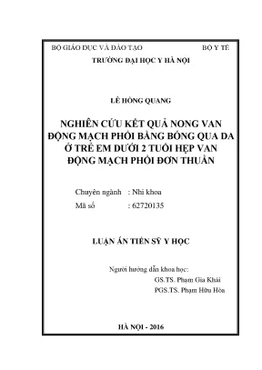 Nghiên cứu kết quả nong van động mạch phổi bằng bóng qua da ở trẻ em dưới 2 tuổi hẹp van động mạch phổi đơn thuần