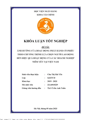 Ảnh hưởng của hoạt động phát hành cổ phiếu theo chương trình lựa chọn người lao động đến hiệu quả hoạt động của các doanh nghiệp niêm yết tại việt nam