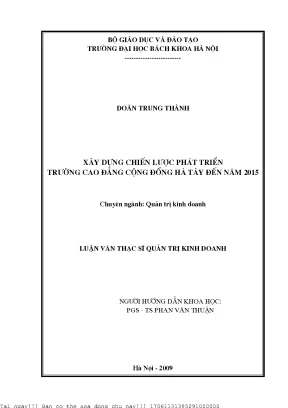 Xây dựng hiến lượ phát triển trường cao đẳng cộng đồng hà tây đến năm 2015