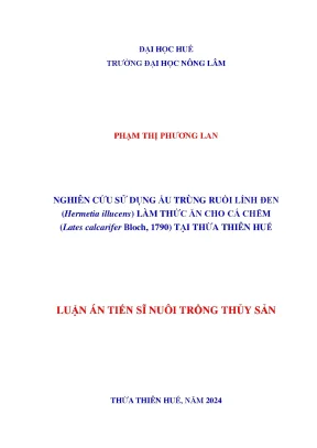 Nghiên cứu sử dụng ấu trùng ruồi lính đen hermetia illucens làm thức ăn cho cá chẽm lates calcarifer bloch 1790 tại thừa thiên huế