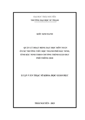 Quản lý hoạt động dạy học môn toán ở các trường tiểu học thành phố bắc ninh tỉnh bắc ninh theo chương trình giáo dục phổ thông 2018