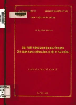 Giải pháp nâng cao hiệu quả tín dụng của ngân hàng chính sách xã hội thành phố hải phòng