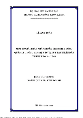 Một số giải pháp nhằm hoàn thiện hệ thống quản lý thông tin điện tử tại ubnd thành phố hà tĩnh
