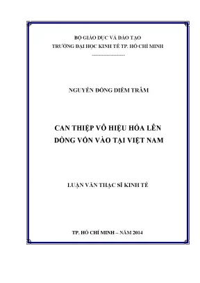 Luận văn thạc sĩ can thiệp vô hiệu hóa lên dòng vốn vào tại việt nam
