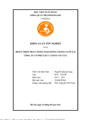 Hoàn thiện hoạt động giao hàng chặng cuối tại công ty cp bưu chính viettel