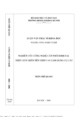 Nghiên ứu ông nghệ án phôi bimetal thép cd70 trên nền c45 làm dụng ụ ắt