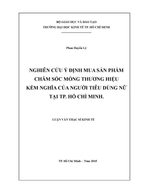 Nghiên cứu ý định mua sản phẩm chăm sóc móng thương hiệu kềm nghĩa của người tiêu dùng nữ tại tp hồ chí minh