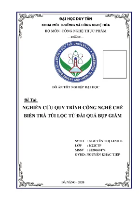 Nghiên cứu quy trình công nghệ chế biến trà túi lọc từ đài quả bụp giấm
