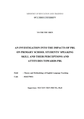 An investigation into the impacts of pbl on primary school students speaking skill and their perceptions and attitudes towards pbl