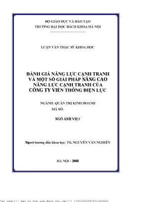 Đánh giá năng lự ạnh tranh và một số giải pháp nâng ao năng lự ạnh tranh ủa công ty viễn thông điện lự