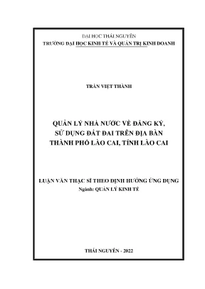 Quản lý nhà nước về đăng ký sử dụng đất đai trên địa bàn thành phố lào cai tỉnh lào cai