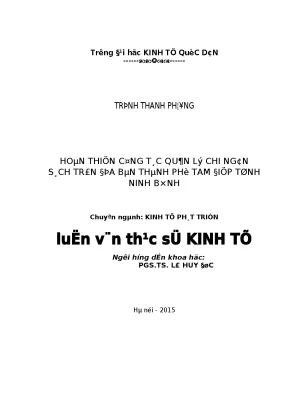 Hoàn thiện công tác quản lý chi ngân sách trên địa bàn thành phố tam điệp tỉnh ninh bình